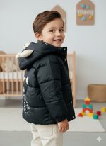 کاپشن پسرانه خارجی شیک و خاص مشکی رنگ جنس حالت چرمی مناسب1تا6سال کد کالا :H2425 - Image 11